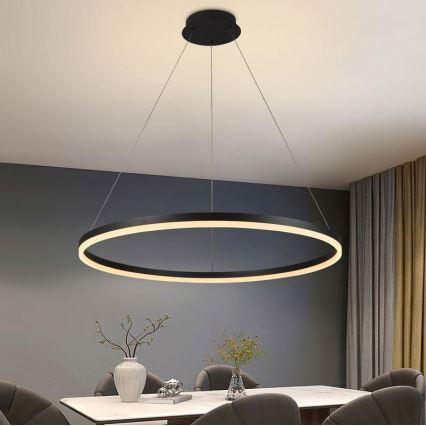 Brilagi - LED Dimmelhető csillár zsinóron CIRCLE LED/55W/230V 3000-6500K fekete + távirányítás