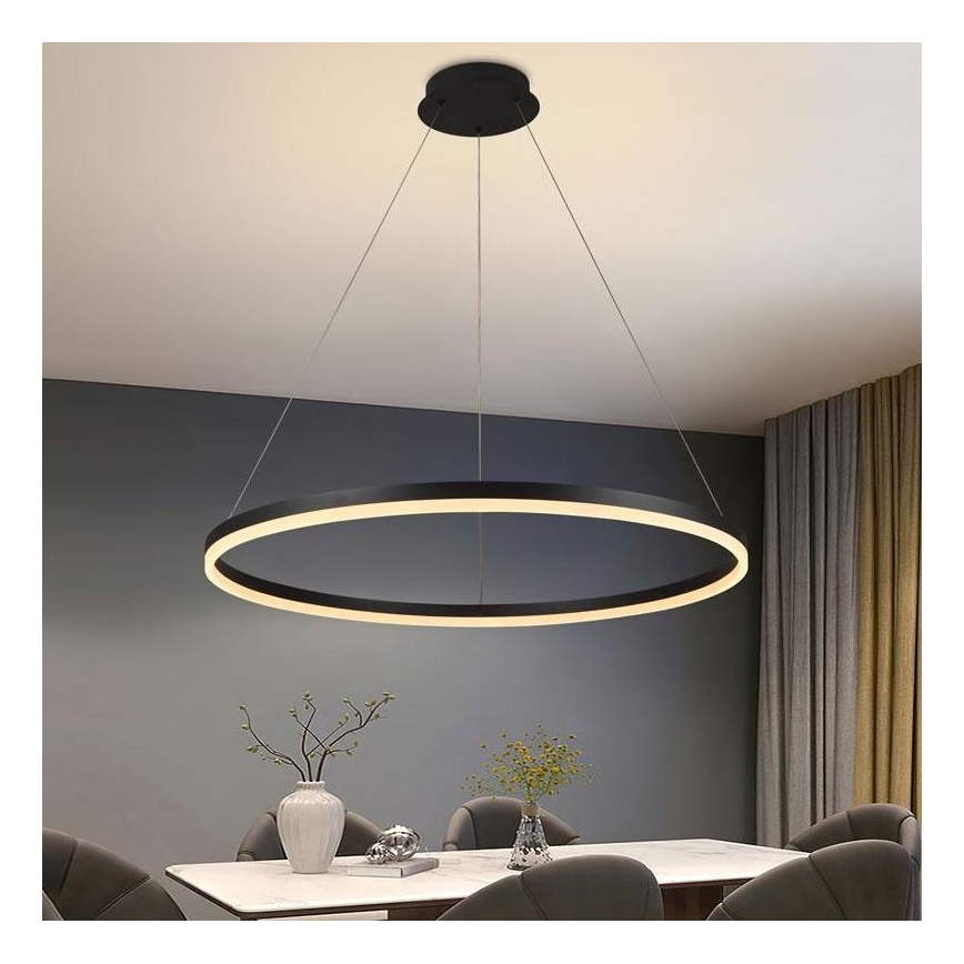 Brilagi - LED Dimmelhető csillár zsinóron CIRCLE LED/55W/230V 3000-6500K fekete + távirányítás