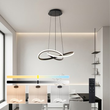 Brilagi - LED dimmelhető dróton függesztett csillár INFINITY LED/55W/230V 3000-6000K 50x50 cm fekete + távirányító