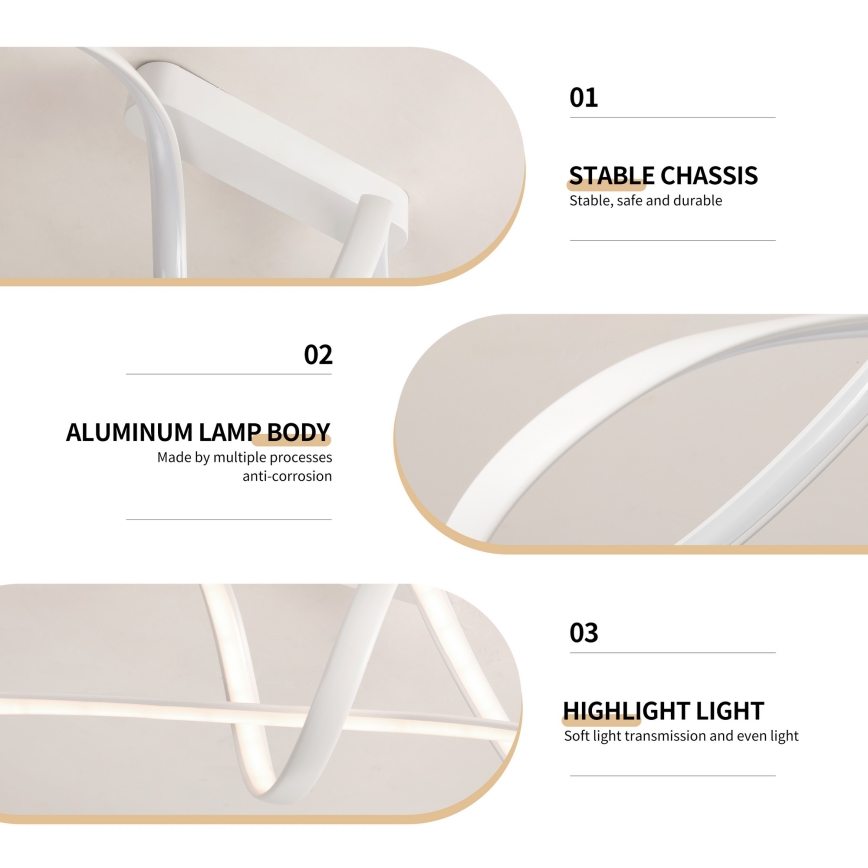Brilagi - Dimmelhető, felületre szerelhető LED csillár TWISTER LED/60W/230V 3000-6000K fehér + távirányító