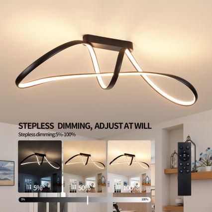 Brilagi - LED-es fényerőszabályozható felületre szerelhető csillár TWISTER LED/60W/230V 3000-6000K fekete + távirányítóval