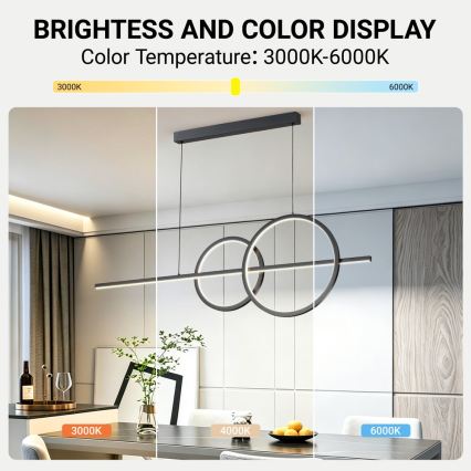 BRILAGI - LED fényerőszabályozható kábeles függőlámpa SIGNATURE LED/53W/230V 3000-6000K 120 cm fekete + távirányító