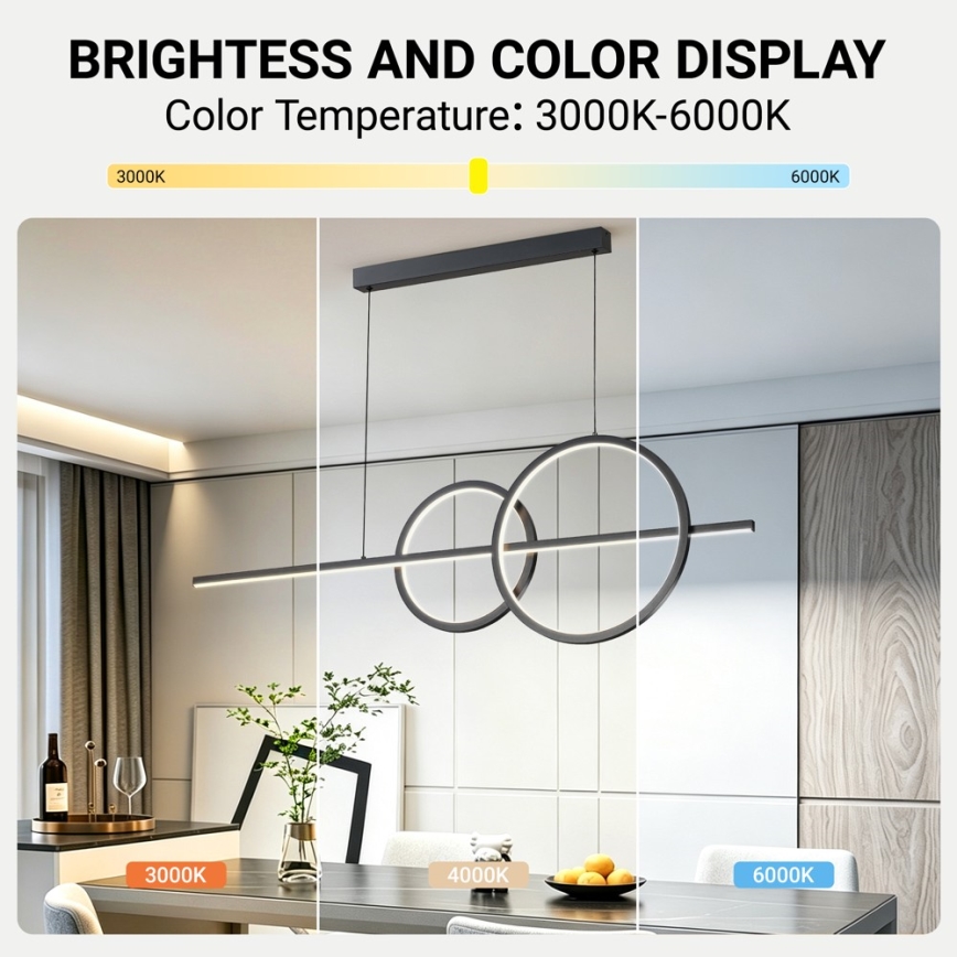 BRILAGI - LED fényerőszabályozható kábeles függőlámpa SIGNATURE LED/53W/230V 3000-6000K 120 cm fekete + távirányító