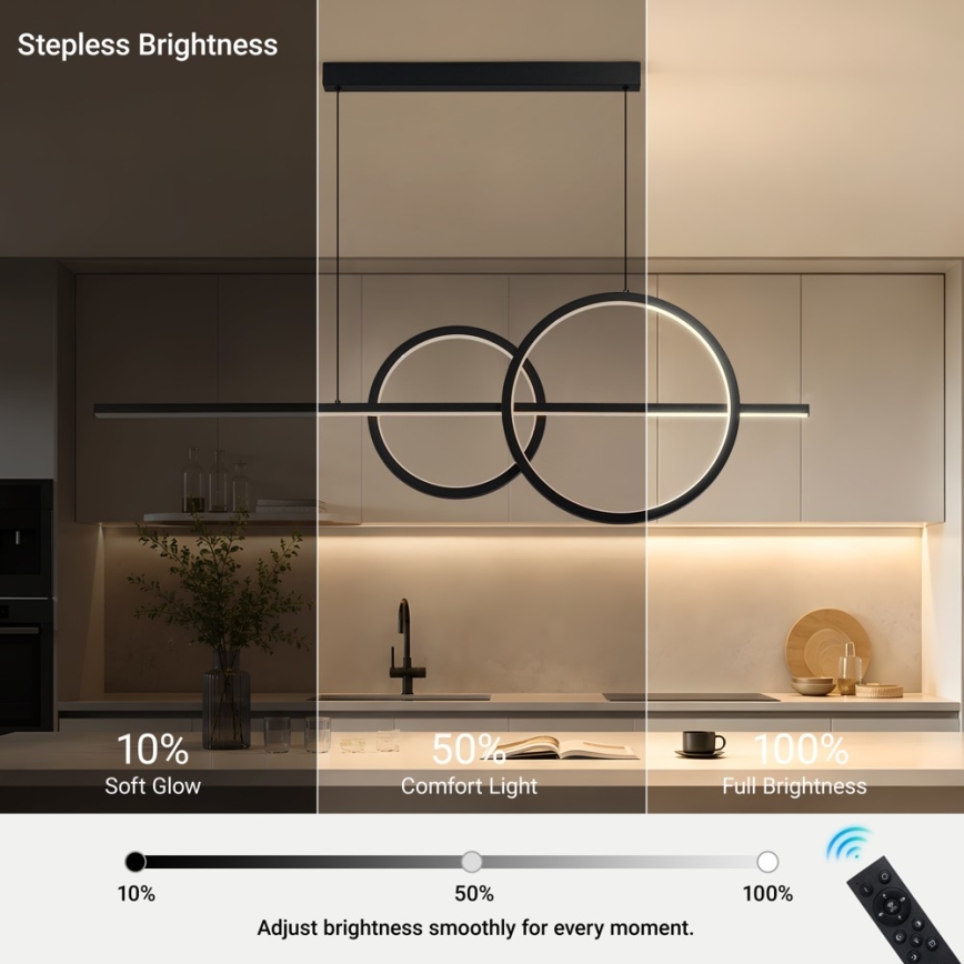 BRILAGI - LED fényerőszabályozható kábeles függőlámpa SIGNATURE LED/53W/230V 3000-6000K 120 cm fekete + távirányító