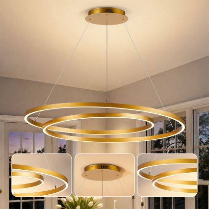 BRILAGI - TWISTER LED dimmelhető függeszték kábelen LED/105W/230V 3000–6000K, Ø 100 cm, arany + távirányító