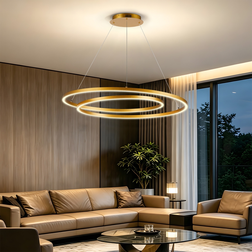 BRILAGI - TWISTER LED dimmelhető függeszték kábelen LED/105W/230V 3000–6000K, Ø 100 cm, arany + távirányító