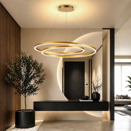 BRILAGI - TWISTER LED dimmelhető függeszték kábelen LED/105W/230V 3000–6000K, Ø 100 cm, arany + távirányító