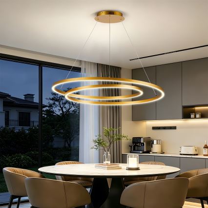 BRILAGI - TWISTER LED dimmelhető függeszték kábelen LED/105W/230V 3000–6000K, Ø 100 cm, arany + távirányító