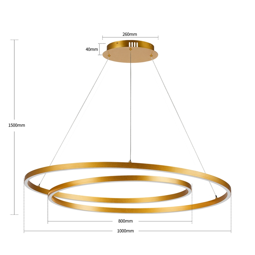 BRILAGI - TWISTER LED dimmelhető függeszték kábelen LED/105W/230V 3000–6000K, Ø 100 cm, arany + távirányító