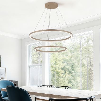 Brilagi - LED dimmelhető drótkábeles csillár PORTOFINO LED/98W/230V 3000-6000K átm. 80 cm bézs + távirányító