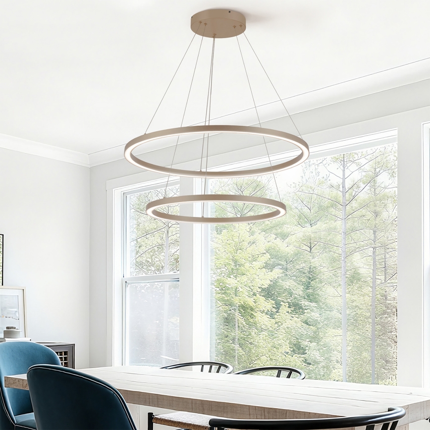 Brilagi - LED dimmelhető drótkábeles csillár PORTOFINO LED/98W/230V 3000-6000K átm. 80 cm bézs + távirányító