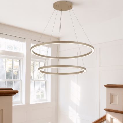 Brilagi - LED dimmelhető drótkábeles csillár PORTOFINO LED/98W/230V 3000-6000K átm. 80 cm bézs + távirányító