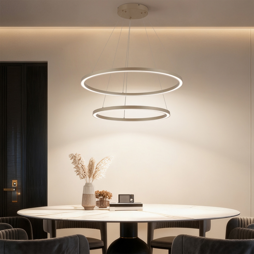 Brilagi - LED dimmelhető drótkábeles csillár PORTOFINO LED/98W/230V 3000-6000K átm. 80 cm bézs + távirányító