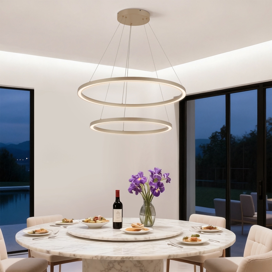 Brilagi - LED dimmelhető drótkábeles csillár PORTOFINO LED/98W/230V 3000-6000K átm. 80 cm bézs + távirányító