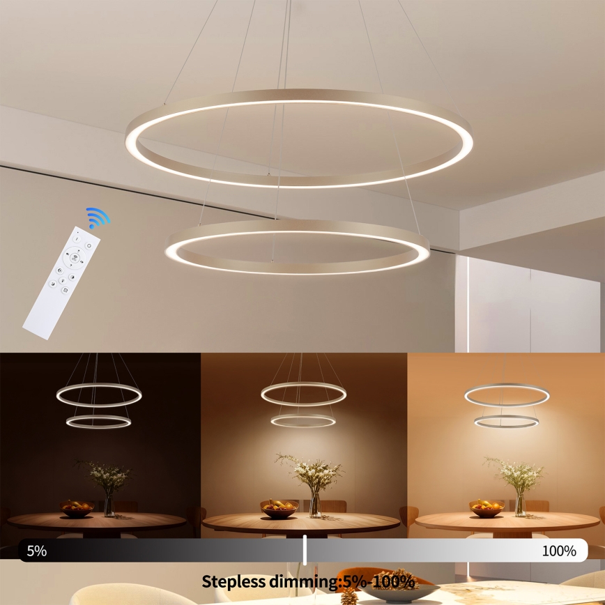 Brilagi - LED dimmelhető drótkábeles csillár PORTOFINO LED/98W/230V 3000-6000K átm. 80 cm bézs + távirányító