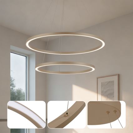 Brilagi - LED dimmelhető drótkábeles csillár PORTOFINO LED/98W/230V 3000-6000K átm. 80 cm bézs + távirányító
