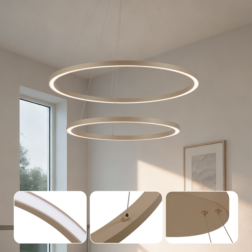 Brilagi - LED dimmelhető drótkábeles csillár PORTOFINO LED/98W/230V 3000-6000K átm. 80 cm bézs + távirányító