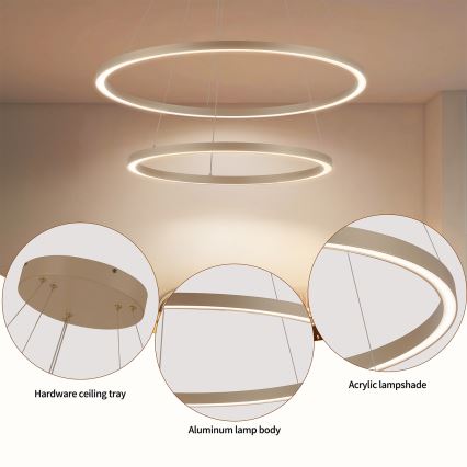 Brilagi - LED dimmelhető drótkábeles csillár PORTOFINO LED/98W/230V 3000-6000K átm. 80 cm bézs + távirányító