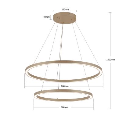 Brilagi - LED dimmelhető drótkábeles csillár PORTOFINO LED/98W/230V 3000-6000K átm. 80 cm bézs + távirányító