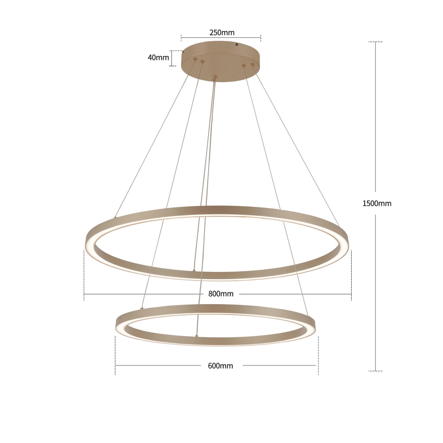 Brilagi - LED dimmelhető drótkábeles csillár PORTOFINO LED/98W/230V 3000-6000K átm. 80 cm bézs + távirányító