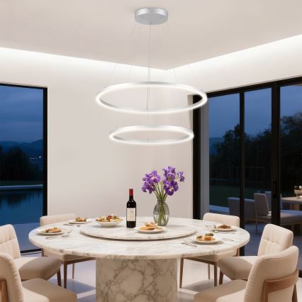 Brilagi - PORTOFINO LED fényerőszabályozható csillár kábellel LED/98W/230V 3000-6000K átm. 80 cm ezüst + távirányító