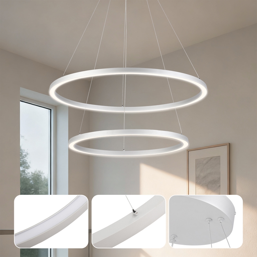 Brilagi - PORTOFINO LED fényerőszabályozható csillár kábellel LED/98W/230V 3000-6000K átm. 80 cm ezüst + távirányító