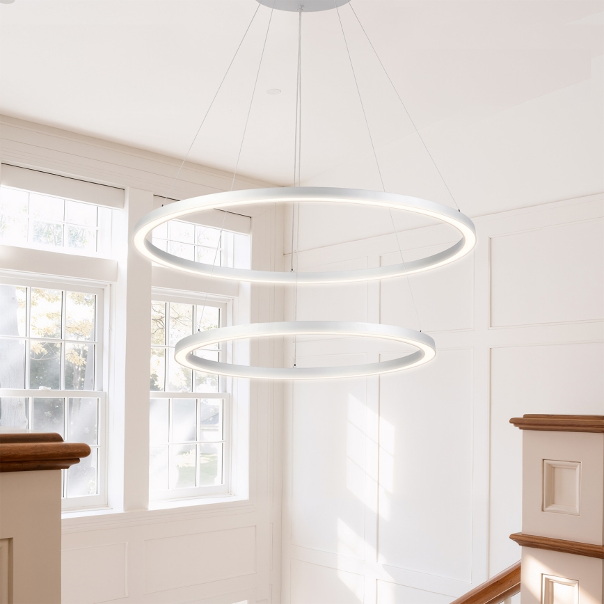 Brilagi - PORTOFINO LED fényerőszabályozható csillár kábellel LED/98W/230V 3000-6000K átm. 80 cm ezüst + távirányító