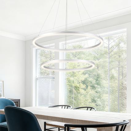 Brilagi - PORTOFINO LED fényerőszabályozható csillár kábellel LED/98W/230V 3000-6000K átm. 80 cm ezüst + távirányító
