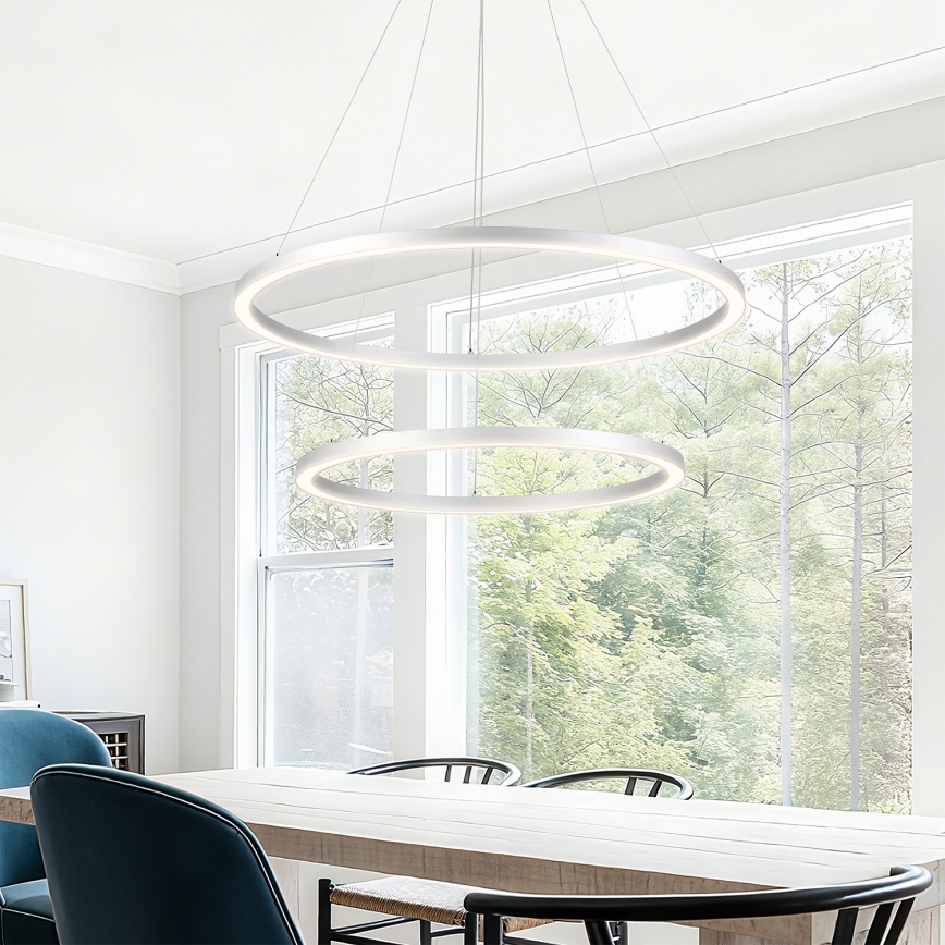 Brilagi - PORTOFINO LED fényerőszabályozható csillár kábellel LED/98W/230V 3000-6000K átm. 80 cm ezüst + távirányító