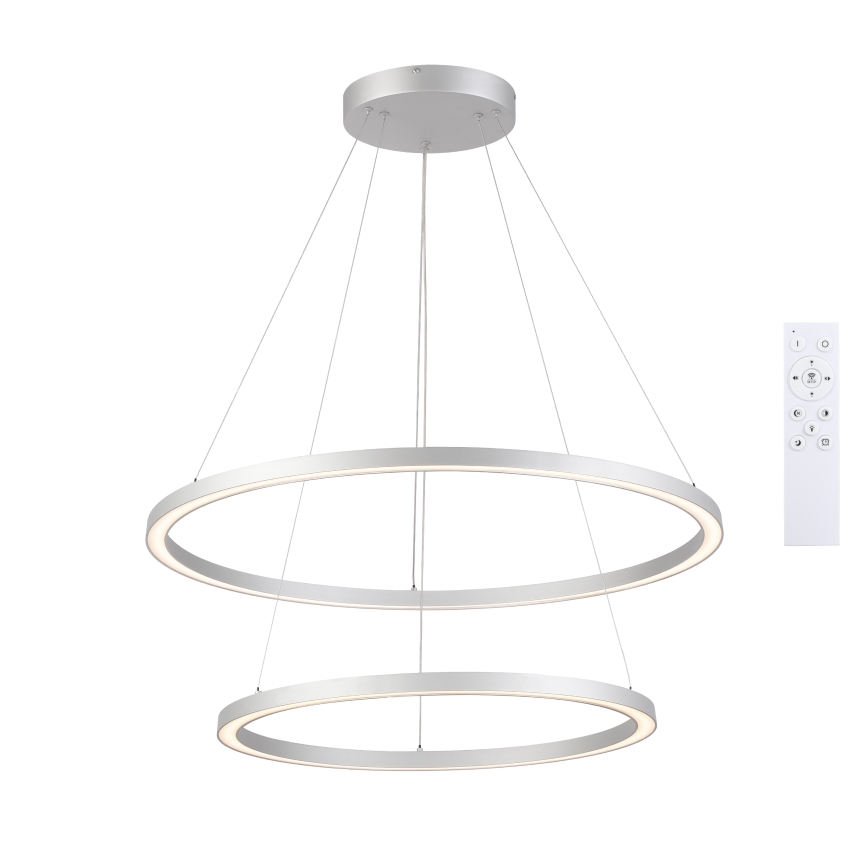 Brilagi - PORTOFINO LED fényerőszabályozható csillár kábellel LED/98W/230V 3000-6000K átm. 80 cm ezüst + távirányító