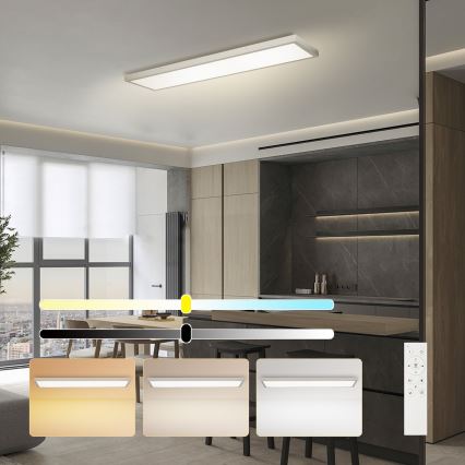 Brilagi - Fényerőszabályozható fürdőszobai mennyezeti lámpatest FRAME SMART LED/50W/230V 120x30 cm 3000-6000K IP44 ezüst + távirányító