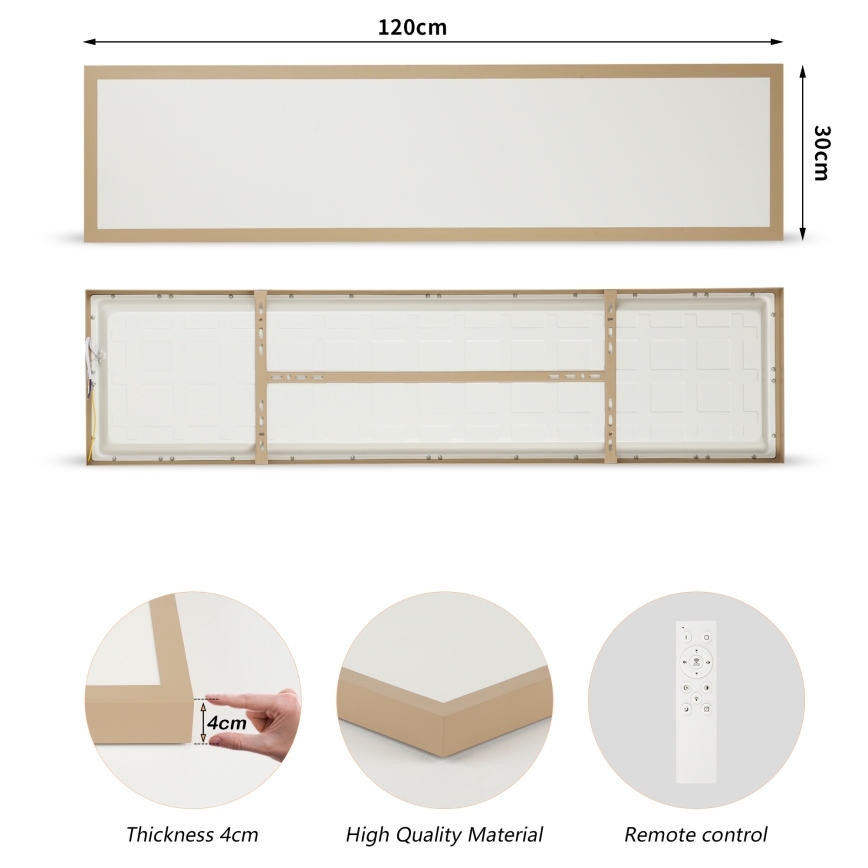 Brilagi - Dimmelhető LED fürdőszobai mennyezeti lámpa FRAME SMART LED/50W/230V 120x30 cm 3000-6000K IP44 bézs + távirányító