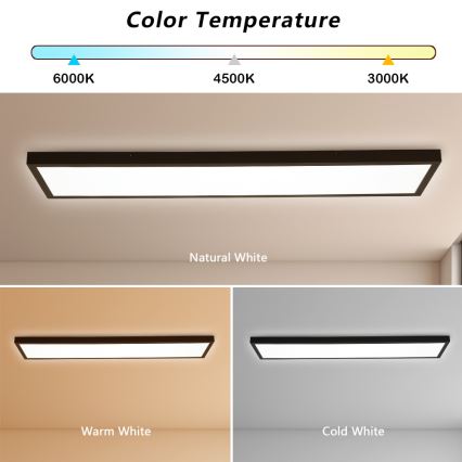Brilagi - Fényerőszabályozható LED fürdőszobai mennyezeti lámpa FRAME SMART LED/50W/230V 120x30 cm 3000-6000K IP44 fekete + távirányító