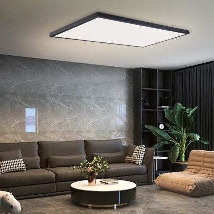 Brilagi - Dimmelhető LED fürdőszobai mennyezeti lámpatest FRAME SMART LED/96W/230V 120x60 cm 3000-6000K IP44 fekete + távirányító