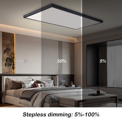 Brilagi - Dimmelhető LED fürdőszobai mennyezeti lámpatest FRAME SMART LED/96W/230V 120x60 cm 3000-6000K IP44 fekete + távirányító