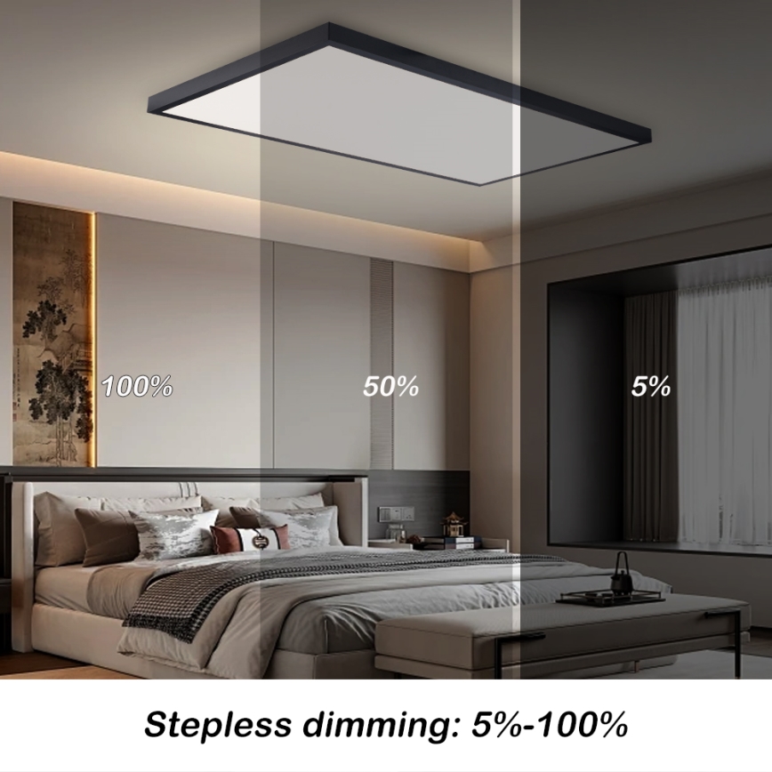 Brilagi - Dimmelhető LED fürdőszobai mennyezeti lámpatest FRAME SMART LED/96W/230V 120x60 cm 3000-6000K IP44 fekete + távirányító