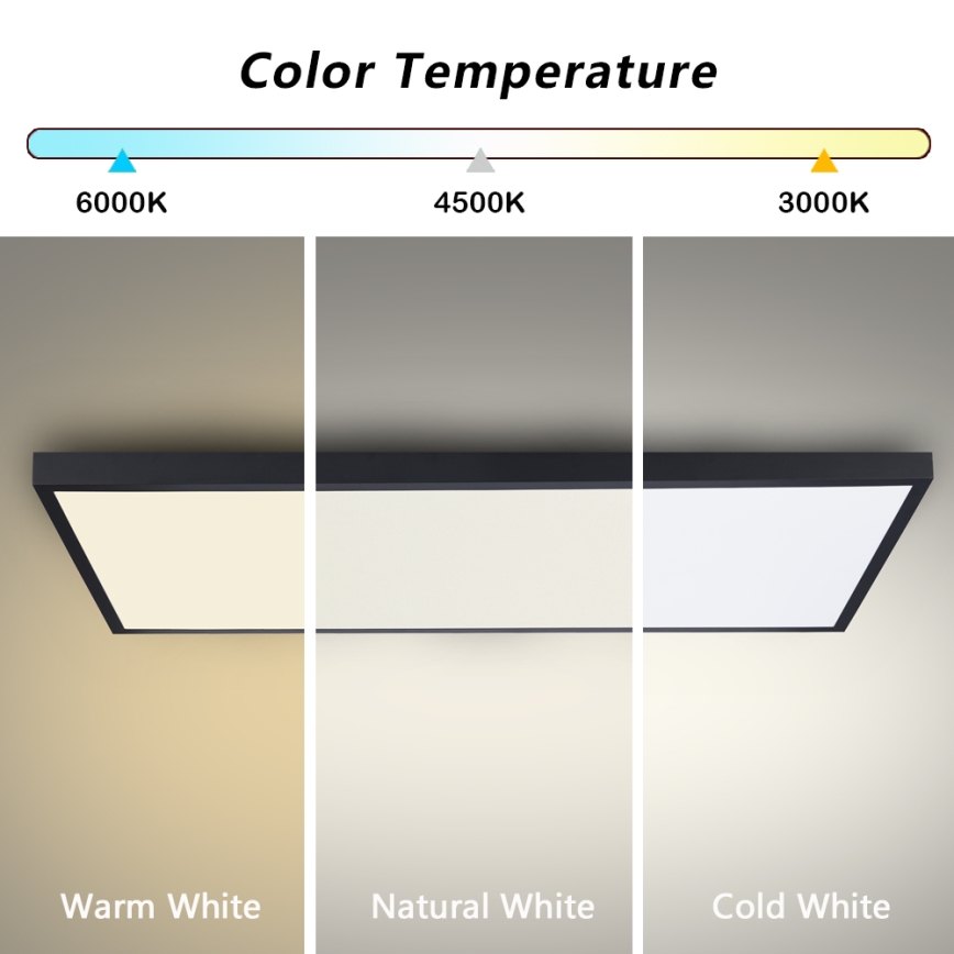 Brilagi - Dimmelhető LED fürdőszobai mennyezeti lámpatest FRAME SMART LED/96W/230V 120x60 cm 3000-6000K IP44 fekete + távirányító