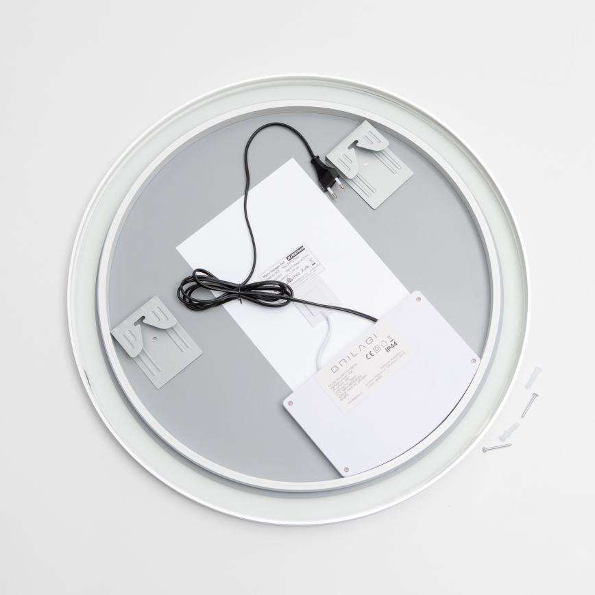 Brilagi - dimmelhető LED fürdőszobai tükör páramentesítő fűtéssel és beépített háttérvilágítással ALU PRO LED/18W/230V Ø 60 cm 3000/4000/6500K IP44 matt króm CRI 90