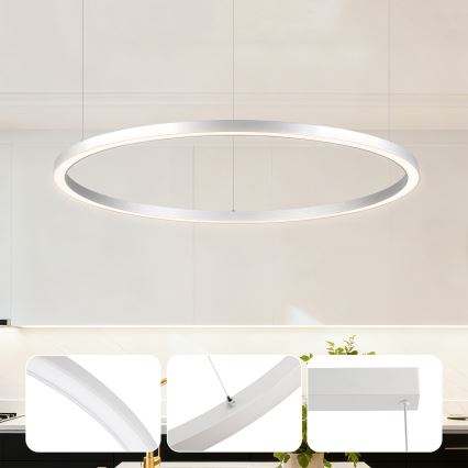 Brilagi - PORTOFINO dimmelhető LED csillár kábelen, LED/60W/230V, 3000–6000K, Ø 80 cm, ezüst, távirányítóval