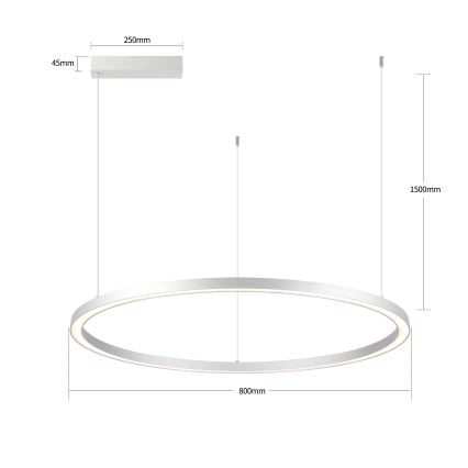 Brilagi - PORTOFINO dimmelhető LED csillár kábelen, LED/60W/230V, 3000–6000K, Ø 80 cm, ezüst, távirányítóval