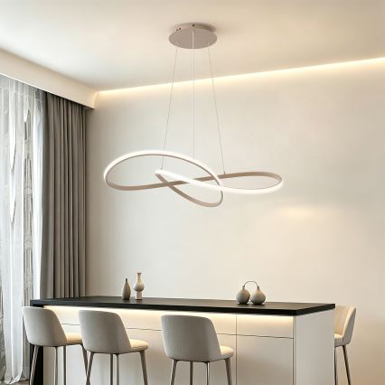 Brilagi - LED fényerőszabályozható kábeles csillár INFINITY LED/80W/230V 3000-6000K 80x80 cm bézs + távirányító