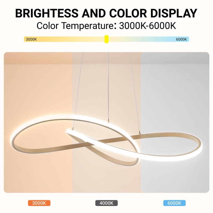 Brilagi - LED fényerőszabályozható kábeles csillár INFINITY LED/80W/230V 3000-6000K 80x80 cm bézs + távirányító