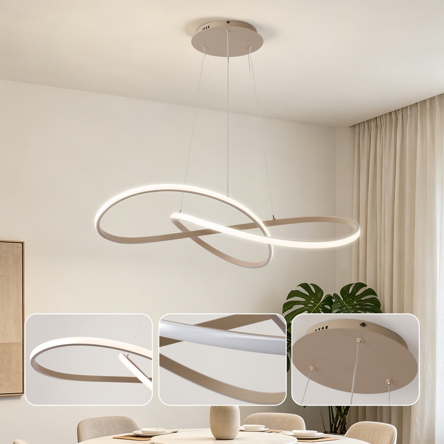 Brilagi - LED fényerőszabályozható kábeles csillár INFINITY LED/80W/230V 3000-6000K 80x80 cm bézs + távirányító