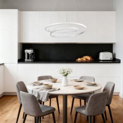 Brilagi - TWISTER LED fényerőszabályozható függeszték kábelen, 48 W, 230 V, 3000–6000 K, átmérő 50 cm, fehér, távirányítóval