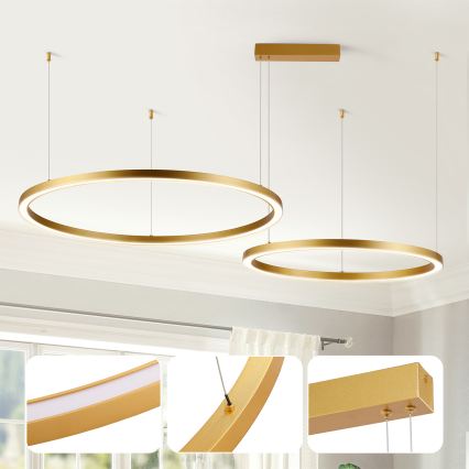 Brilagi - LED dimmelhető sodronyos függeszték PORTOFINO LED/98W/230V 3000-6000K arany + távirányító