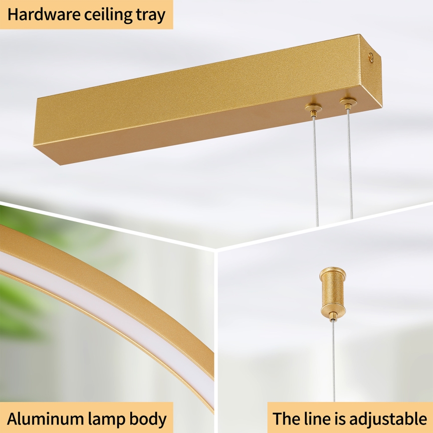 Brilagi - LED dimmelhető sodronyos függeszték PORTOFINO LED/98W/230V 3000-6000K arany + távirányító
