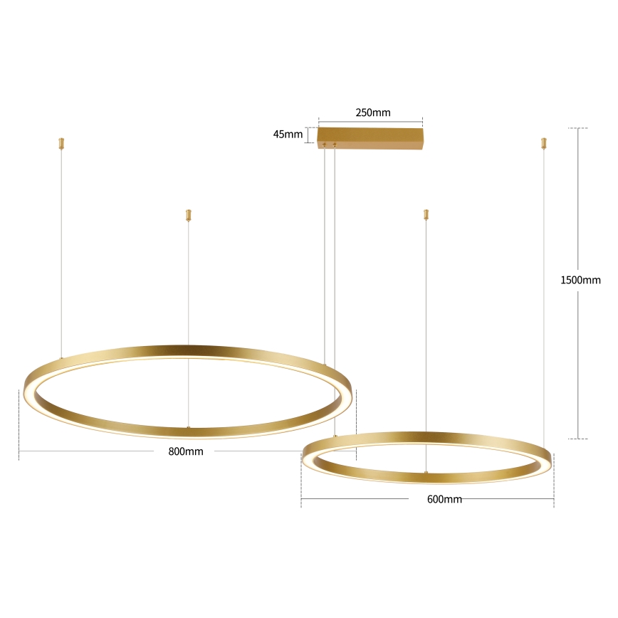 Brilagi - LED dimmelhető sodronyos függeszték PORTOFINO LED/98W/230V 3000-6000K arany + távirányító