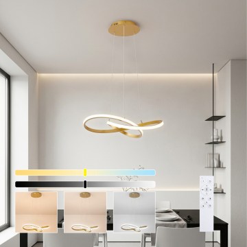 Brilagi - LED dimmelhető kábeles csillár INFINITY LED/55W/230V 3000-6000K 50x50 cm arany + távirányító