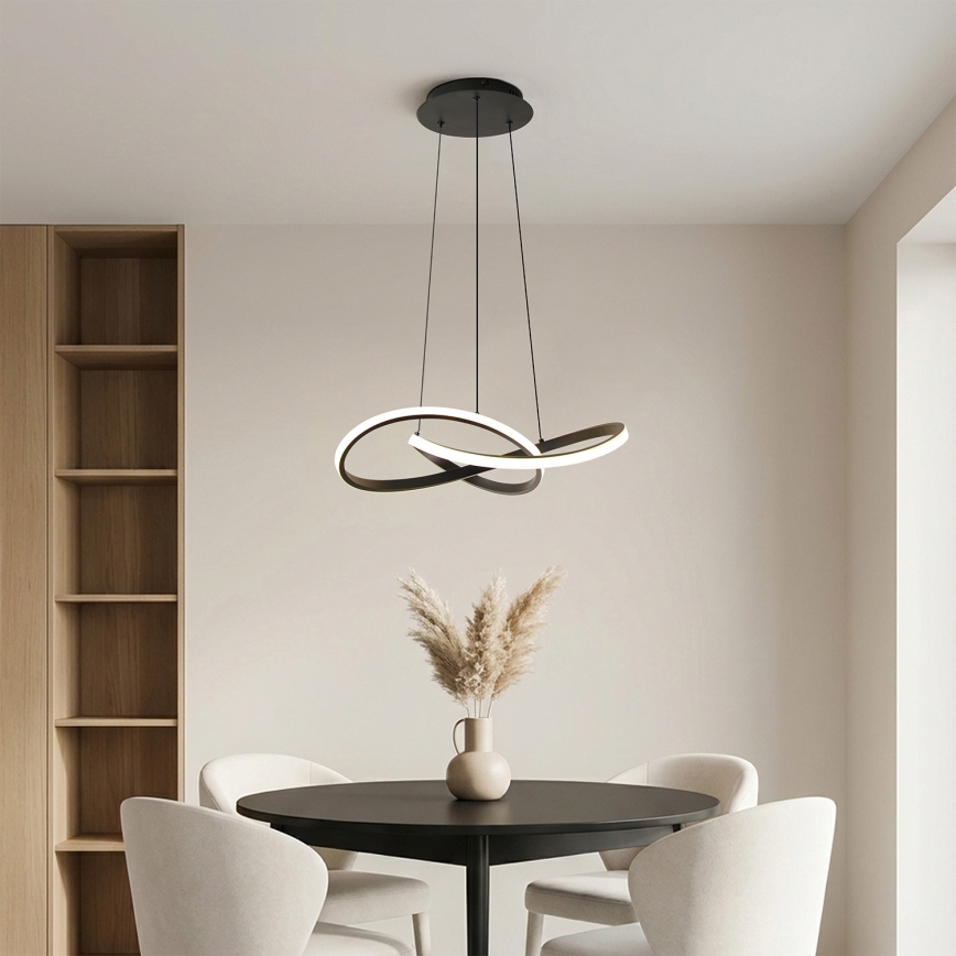 Brilagi - LED dimmelhető dróton függesztett csillár INFINITY LED/55W/230V 3000-6000K 50x50 cm fekete + távirányító