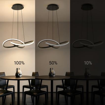 Brilagi - LED dimmelhető dróton függesztett csillár INFINITY LED/55W/230V 3000-6000K 50x50 cm fekete + távirányító